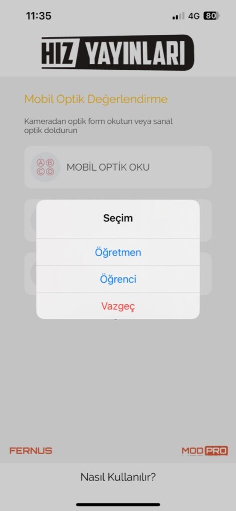 3. Adım - Öğretmen / öğrenci okuma seçimi